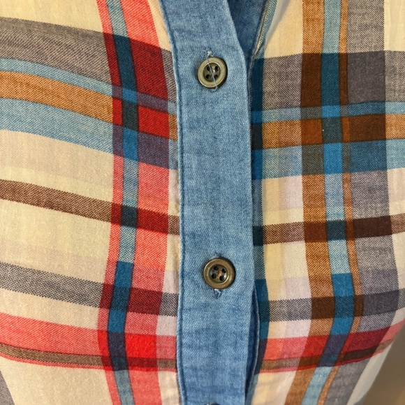 Roommates Top Small Multicolor Plaid Button-Down Shirt Sleeveless Blue Red White - Picture 9 of 13